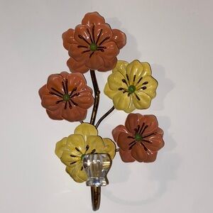 Vintage-Style Colorful Orange & Yellow Design Decorative Floral Wall Art 8” L